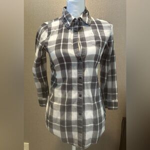 Black/ White plaid button down brushed cotton